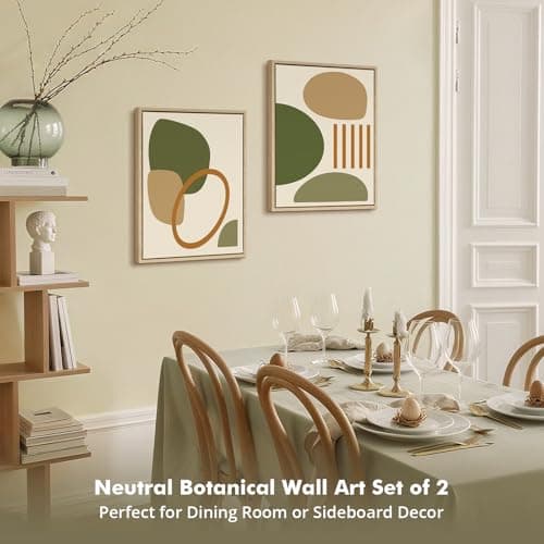 DAJONART Neutral Botanical Wall Art Set of 2,Terracotta & Sage Green Abstract Prints Duo Framed Canvas for Boho, Japandi, and Earth Tone Home Decor, Abstract Earth-Tone Geometric Canvas Art,12x16 in - Thumbnail 4
