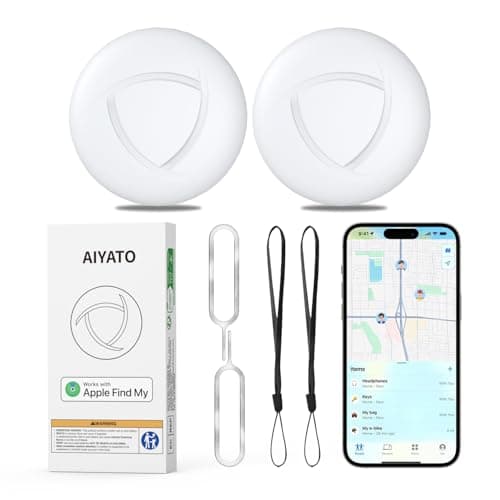 Air Tracker Tags (iOS Only) 2 Pack, Air Tag, 2-Year Replaceable Battery Bluetooth Tracker Compatible with Apple Find My, Item Finder Smart Tag for Keys, Luggage - [Apple Find My Certified] - Image 1