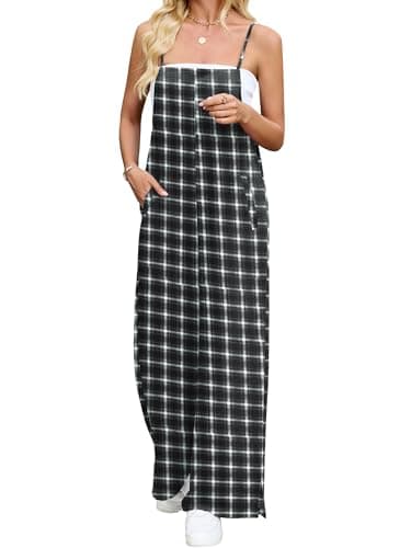 Heymoments Overalls Jumpsuits Rompers for Women Floral Print Medium Casual Maternity Summer Comfy Ladies Loose Fit Dressy Wide Leg One Piece Sleeveless Grils Long Bib Baggy Pants with Pockets - Image 1