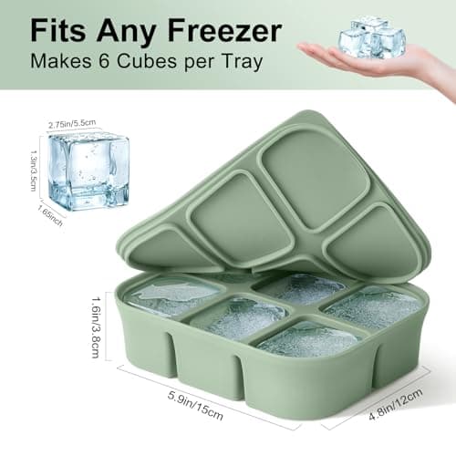 Tvmania Ice Cube Tray 2 Pack - Stackable Large Silicone Ice Cube Freezer Molds & Easy Release Square Ice Cube Maker with Removable Lid BPA Free for Cocktail,Whiskey - Thumbnail 2