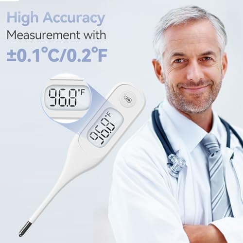 Berrcom Digital Thermometer for Adults and Kids, Medical Thermometer for Fever 10 Second Reading Armpit Thermometers with Fever Alarm - Thumbnail 2
