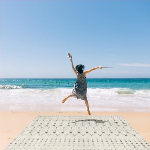 Beach Blanket Waterproof Sandproof, 10'X 9' Extra Large Oversized Beach Mat for 2-8 Adult, Quick Drying Lightweight Washable Polyester Picnic Blankets for Outdoor, Travel, Camping, Hiking-Moroccan - Thumbnail 3