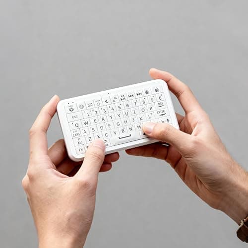 Winmaxle Mini Keyboard with Bluetooth 5.0/2.4G Dual Mode, Gyroscopic Motion Mouse, 64 Keys, RGB Backlight Options, Rechargeable Battery, Type-C Win/iOS/Android/(White) - Thumbnail 2