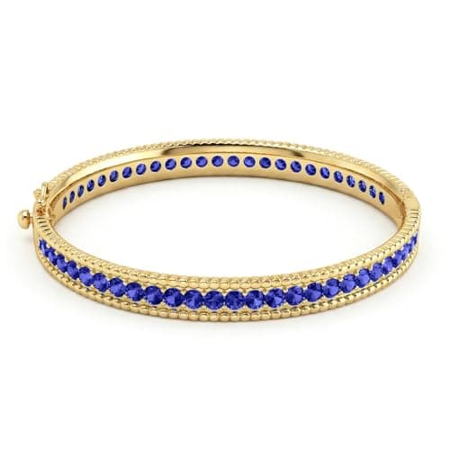FIVESWEET Gold Bangle Bracelet for Women, 18K Gold Plated Zinc Alloy Bangle Inlaid with AAA Cubic Zirconia, Dainty Vintage Trendy, Waterproof, Non Tarnish, Fashion Jewelry Accessories, Gift Idea for Mother's Day, Valentine's Day, Christmas and Birthdays - Image 1