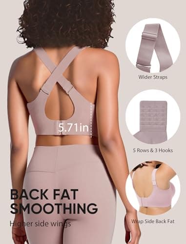 Easybunny Jelly Bras for Women Plus Size Minimizer No Underwire Supportive Full Coverage Wider Straps Seamless Tshirt Bra Pink XL - Thumbnail 4