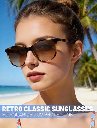 YMRFW Retro Polarized Sunglasses for Women Men Classic Vintage Style Trendy Shade UV400 Protection Lens - Thumbnail 2