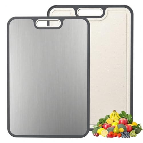 Cutting Board for Kitchen, Cutting Board Double Sided Food Grade, Pure Titanium and Wheat Straw PP Non-slip durable and easy to clean (Large) - Image 1