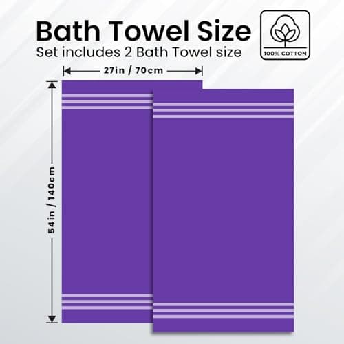 Infinitee Xclusives 100% Cotton Luxury Bath Towels Set of 2 (27x54 Inches) (Profound Purple, Bath Towels - Pack 2) - Thumbnail 3