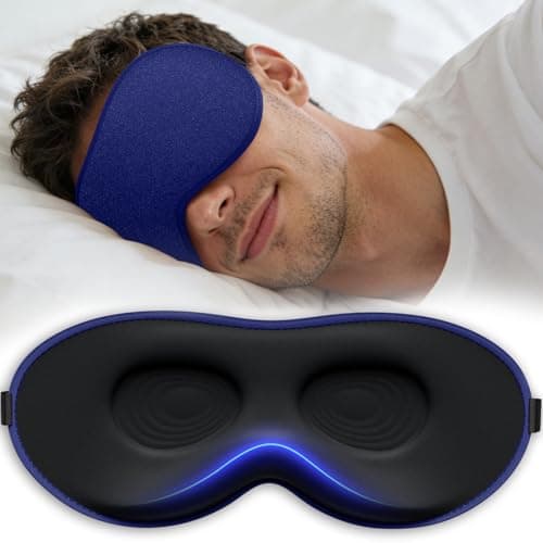 Vynix Sleep Mask for Men Women - Eye Masks for Side Sleepers, 3D Contoured Night Blindfold 100% Blockout Pressure-Free, Soft Lightweight Breathable Eye Cover Shade Sleeping for Airplane, Travel, Blue - Image 1