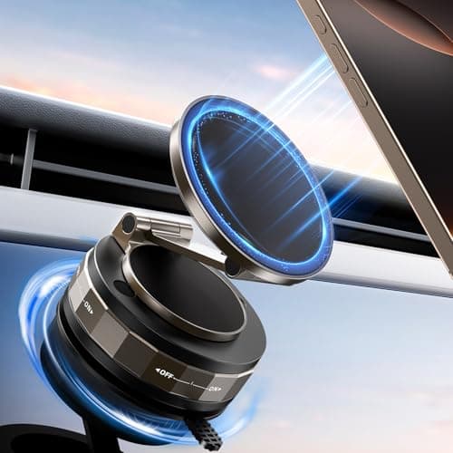 TECKNET Vacuum Magnetic Phone Holder - Upgraded 360° Adjustable Nano Gel Suction Cup Phone Holder for MagSafe, Car Mount for Car/Gym/Kitchen, Compatible with iPhone, Android and All Smartphones
