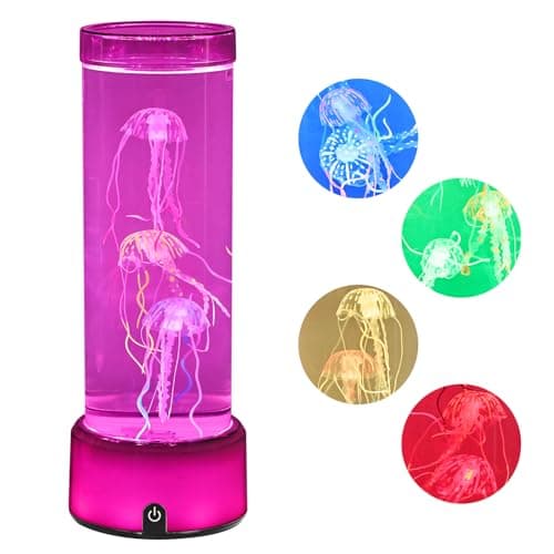 LKUA LED Large-Sized Dreamy Jellyfish lamp, Luminous Base with Bright RGB Color Changing Effect, Home and Office Decorative Atmosphere lamp, Children's Gift (Square Bottom) - Image 1
