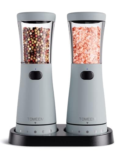 Electric Salt and Pepper Grinder Set with Storage Base, Stainless Steel Rechargeable Salt and Pepper Grinder Set with 4.5 oz Large Capacity, 1.8" Wide Mouth, Adjustable Coarseness, Ideal for Kitchen - Image 1