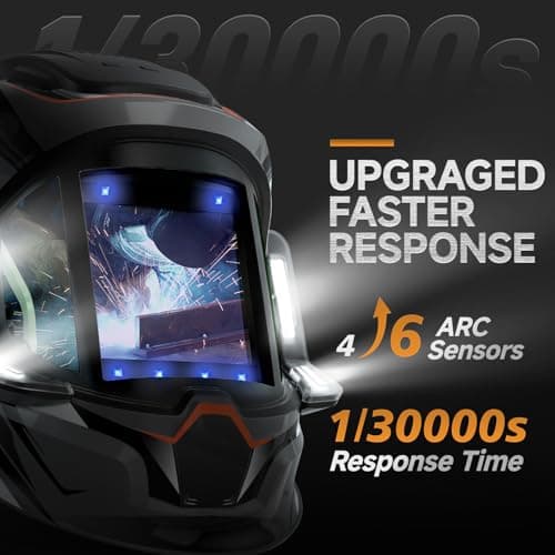 ANDELI Welding Helmet with 4 LED Light, 180° Panoramic 6 Arc Sensor True Color Auto Darkening Welding Hood with Internal Display, 2400mAh Rechargeable Battery for TIG/MIG/Cut/Grind Moner LED PRO - Thumbnail 4