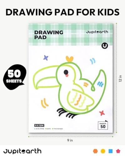 JUPITEARTH Sketch Pads, 3-Pack 50 Sheets 9x12 Inch Drawing Pad, Acid-Free Thickened Glue-Bound Sketchbook, Art Supplies, Drawing Paper for Coloring Painting for School - Thumbnail 2