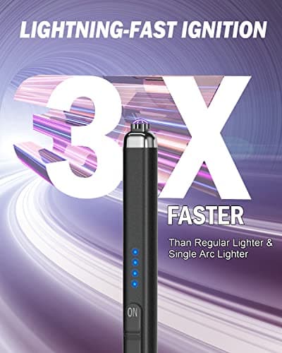 FUKKUDA Upgraded Dual Arc Electric Candle Lighter - USB Rechargeable, Windproof Flameless, Ideal Christmas Stocking Stuffer for Candles, Camping (Obsidian Black) - Thumbnail 3