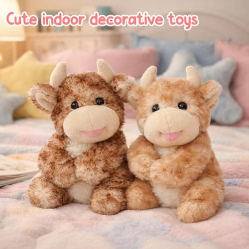 Mushymallow Sitting Cow Stuffed Animal Soft Cow Plush Toy Cute Birthday Gifts for Boys Girls Kids Toddlers,Dark Brown - Thumbnail 6