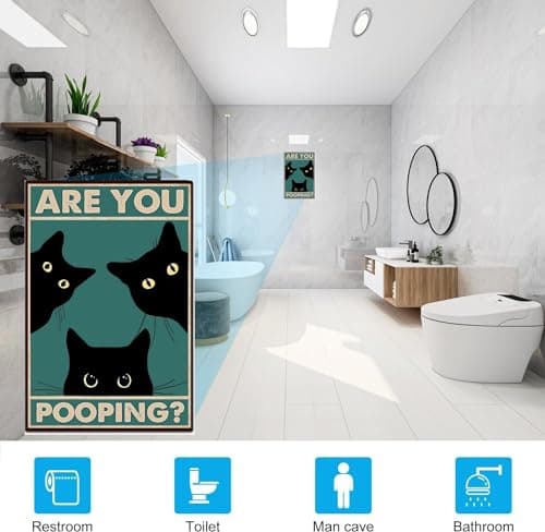 Carastora Bathroom Vintage Metal Tin Sign Funny Sarcastic Party Wall Art Decor Toilet Signs For Bathroom Door Restroom Door Signs Are You Pooping 12x8 Inches - Thumbnail 2