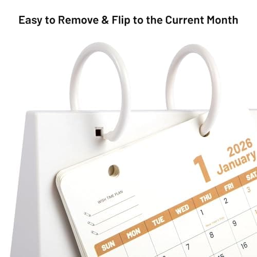 Bibiage Small Desk Calendar 2025-2026, Dec 2025 to Dec 2026, Monthly Decorative Flip Calendar for Desk with Motivational Quotes, Cute Desk Decor, Office Supplies, 10" x 6", White - Thumbnail 6