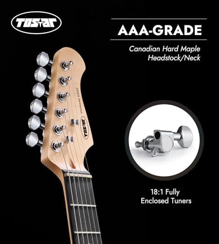 Tostar 39" Solid Body Electric Guitar for Beginner & Intermediate, HSS-MBL - Thumbnail 3