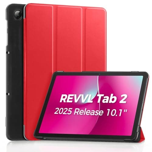ProCase Slim Case for T-Mobile REVVL Tab 2 (2025 Release, 10.1"), Stand Hard Shell Cover, Foldable PU Leather Tablet Case -Red - Image 1