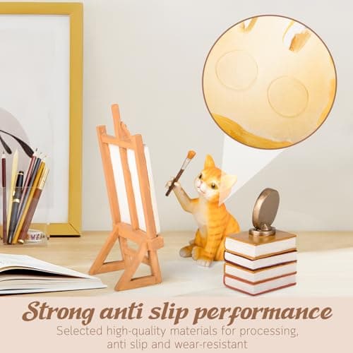 VOFSTAND Resin Cat Painting Self-Portrait Figurine Set - Whimsical Tiger Art Decor for Cat Lovers, Inspirational Desk Ornament with Easel & Books (Heavy Duty, Gift Ready Packaging) - Thumbnail 4