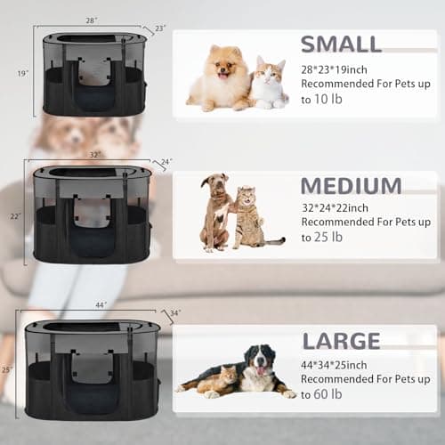 Large Dog Cat Playpen Crate with Waterproof Pad,Portable Collapsible Pet Dog Cat Kennel Cage Tent,Suitable for Indoor Outdoor Travel Camping,Water-Resistant Breathable Shade Cover (Grey L) - Thumbnail 2