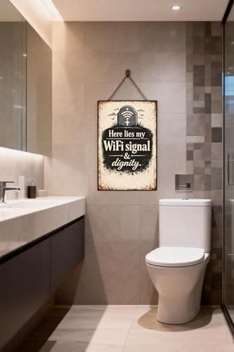 Here Lies My WiFi Signal and Dignity Vintage Metal Tin Sign 8x12 Inch Funny Sarcastic Wall Decor Rustic Retro Humor Plaque for Garage Office Bar Man Cave Home with Pre Drilled Holes - Thumbnail 4