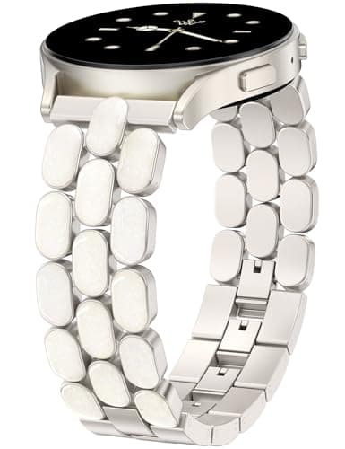 Wearlizer Metal Bracelet Compatible with Samsung Galaxy Watch 7 Band 6 5 4 Active 2 FE 40mm 44mm/Watch 6 4 Classic/5 Pro/3, 20mm Enamel Dressy Stainless Steel Strap for Samsung Watch Bands Women - Image 1
