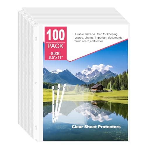 Sheet Protectors 100 Pack | Fits 8.5x11 Paper & 3-Ring Binders | Glare-Reducing Textured Surface with Reinforced Edges | Acid-Free Top-Loading for Home, School & Office