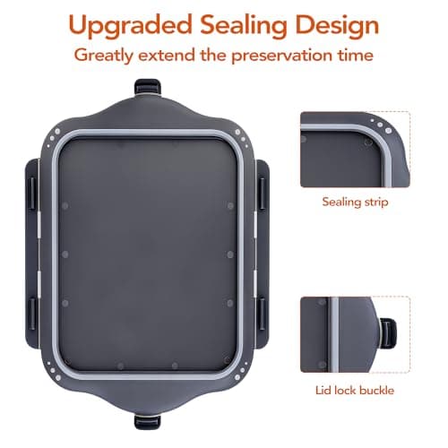 QiMH Collapsible BBQ Prep Tub, Picnic Basket with Lid Foldable Dish Basin, Washing and Draining Veggies Fruits, Food Grade Portable Cutting Board for Camping, Traveling, and Kitchen - Thumbnail 6