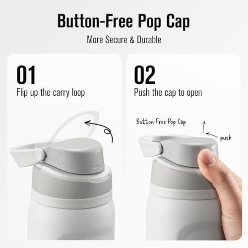 Coolflask MegaSip Insulated Water Bottle 40 oz with Straw, Stainless Steel Water Bottles Leak-Proof, 24+ Hours Cold, BPA-Free Dishwasher Safe, Water Flask for Sports Gym Work Office, Glacier White - Thumbnail 3