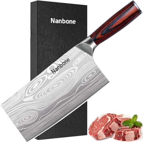 Nanbone Meat Cleaver Knife Ultra Sharp Kitchen Knife 8 Inch, High Carbon Stainless Steel Butcher Knife with Wooden Handle, Chinese Cleaver for Meat Cutting Vegetable Slicing Perfect Birthday Gifts