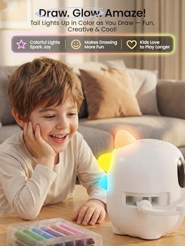 Grownsy Smart Drawing Robot for Kids, Light & Voice Guidance Education Toy with Scan, Doodle Bot with 150 Word Cards & 12 Color Pens, Montessori Painting Learning Toys for Kids Ages 3–8, Birthday Gift - Thumbnail 4