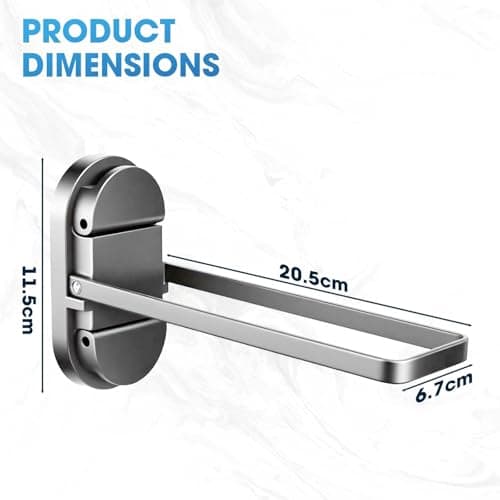 Heavy Duty Suction Cup Towel Bar for Bathroom - 20LB No Drill Foldable Stainless Steel Towel Rack Holder Shower Door RV Rental Kitchen Wall Mount - Thumbnail 2