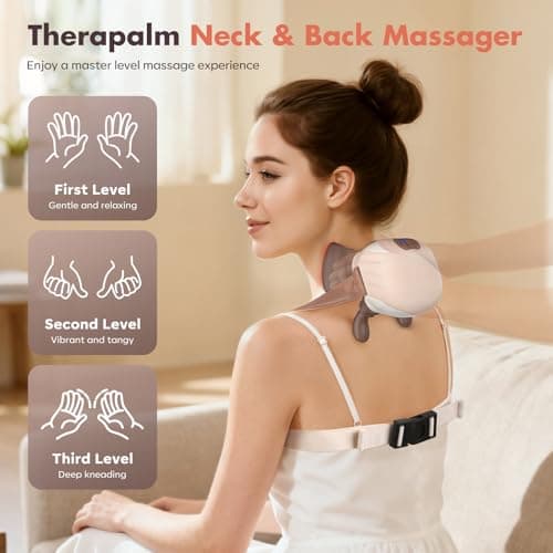 4D Neck Massager,Shoulder Hot Compress Massager, a wireless and portable massager that simulates human hand operation,suitable for relieving neck pain and relaxing muscles,with 3 adjustment modes. - Thumbnail 2