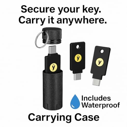 NOPKEY YubiKey Case for 5C NFC & 5 NFC, Metal Hard Shell Keychain Case, Waterproof & Shockproof, EVA Lined (Black) - Thumbnail 6