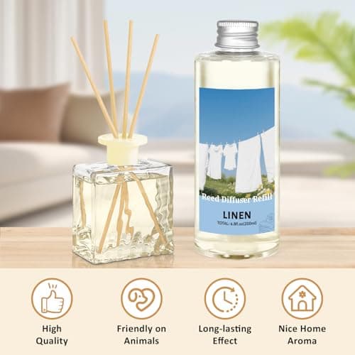STRN Reed Diffuser Refill, Linen Scent Diffuser 200ml (6.8 fl.oz), Room Fresheners for Home, Long-Lasting Fragrance for Living Room, Bedroom, Office - Thumbnail 3