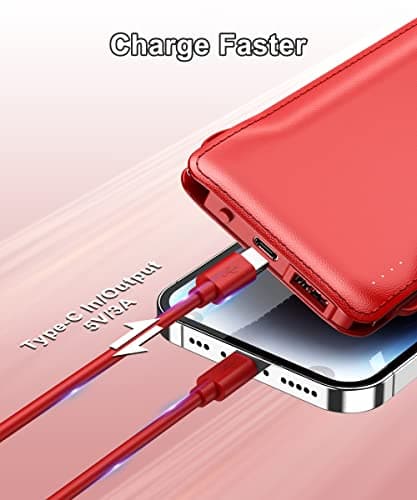 TG90° Portable Charger 10000mah Cell Phone Battery Backup, Ultra Slim Power Bank with Built in Cables(No AC Plug), Portable Phone Charger Battery Packs Compatible with iPhone Android Phones - Thumbnail 3