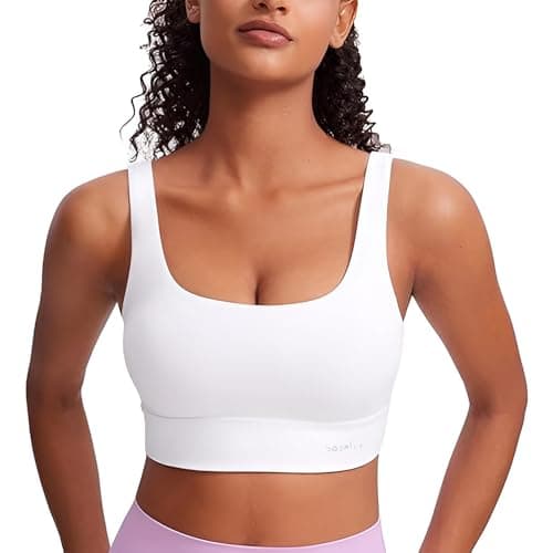 BaseTry High Impact Sports Bra for Women - Padded Seamless Support Bra for Yoga Gym Workout Fitness -Criss Cross Back High Support Running Bra (US, Alpha, Small, Regular, Regular, WhiteRedBlack) - Thumbnail 3