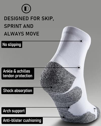 SITOISBE Quarter Compression Socks for Men Women, Cushioned Running Hiking Socks, Medium, White (4 Pairs) - Thumbnail 3