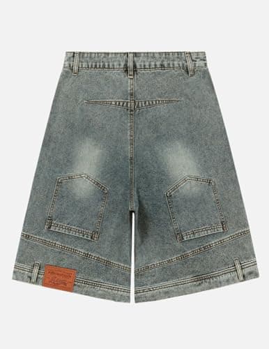 Aelfric Eden Washed Reverse Jorts Mens Casual Denim Shorts Loose Fit Baggy Jean Short Streetwear Trendy Outfits - Thumbnail 6