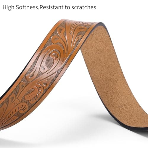 SENDEFN Western Belts for Men Women Cowboy Belt without Buckle Western Leather Belts 1.5" Wide Western Belt Straps for Jeans - Thumbnail 4