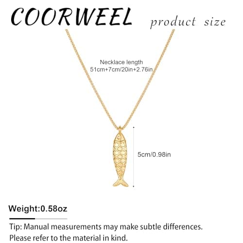 COORWEEL Fish Necklace for Women 14K Gold Plated Fish Pendant Necklace Beach Jewelry for Summer Vacation - Thumbnail 6