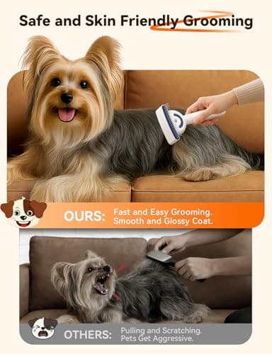Dog Brush for Shedding with Steam, Dog Brush for Long Haired Dogs and Cats, Dual-Sided Dematting and Deshedding, Safe Non-Deforming Steel Pins, for Medium-Thick Coats Prone to Tangles & Shedding - Thumbnail 4