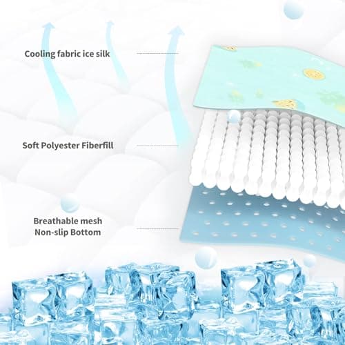 NWK Pet Cooling Mat -Q-Max>0.345 Ice Silk Cooling Mat for Dogs & Cats Portable & Washable Pet Cooling Blanket, Car Seats, Beds for Summer (Green Fruit, 27'' X 20'' X 0.3'') - Thumbnail 2