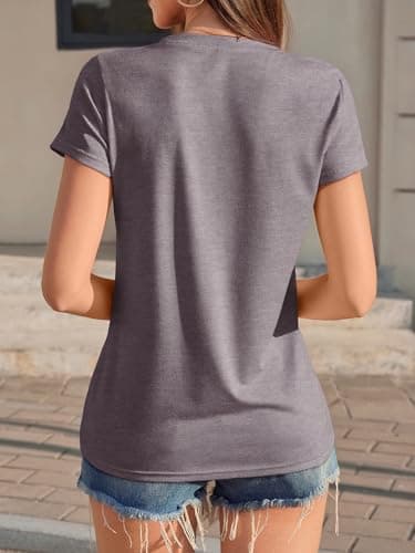 UNCLECAT Womens Short Sleeve Tops Summer Basic T Shirts Crewneck Causal Tee - Thumbnail 4