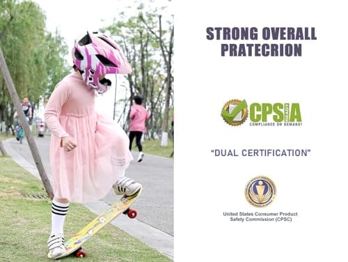 Natuway Toddler and Kids Full Face Helmet, Girl and Boy BMX Multi-Sport Detachable Mountain Dirty Bike Helmet (White and Pink) - Thumbnail 6