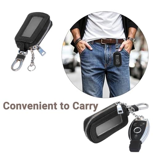Yuoyar Key Fob Cover, Universal Car Key Leather Case, Fob Holder for Auto Remote (Black) - Thumbnail 2