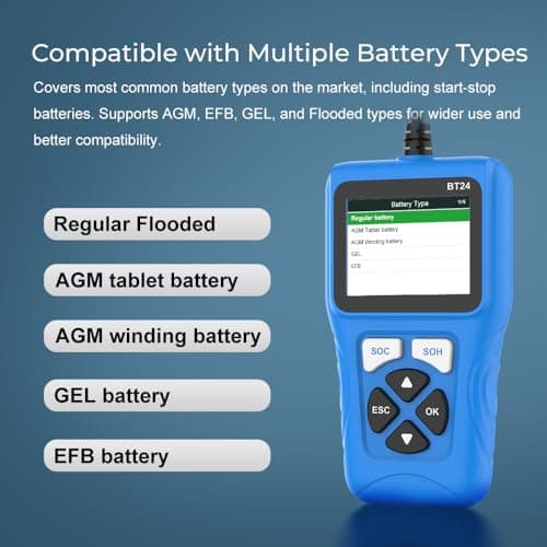 Veepeak Car Battery Tester 12V 24V, 100-2000CCA Battery Load Tester Analyzer with Cranking and Charging System Test for Cars, SUVs, Boats, Trucks and Motorcycles - Thumbnail 6