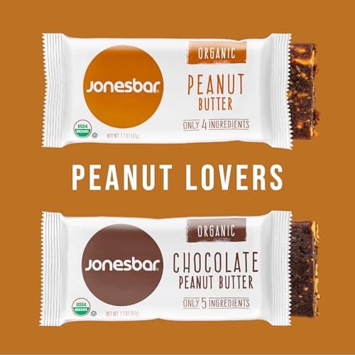 JONESBAR Organic Plant Based Protein Bars | Peanut Lovers 24 Bars| Fruit & Nut Bar, Kosher, Gluten Free, Breakfast Bars, School Snacks, Vegan Snack & Healthy Snacks for Adults and Kids (Pack of 24) - Thumbnail 4